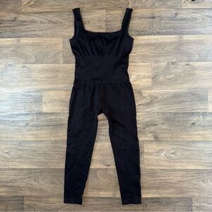 Viral TikTok Black Jumpsuit with Square Neckline and Defined Waist